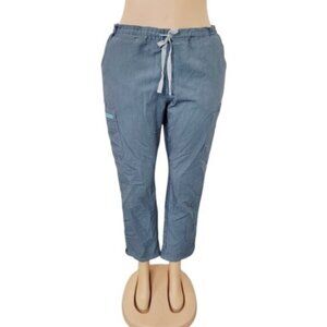 Figs Women's Marine Green Yola Heather Slim Skinny Scrub Pants Size L